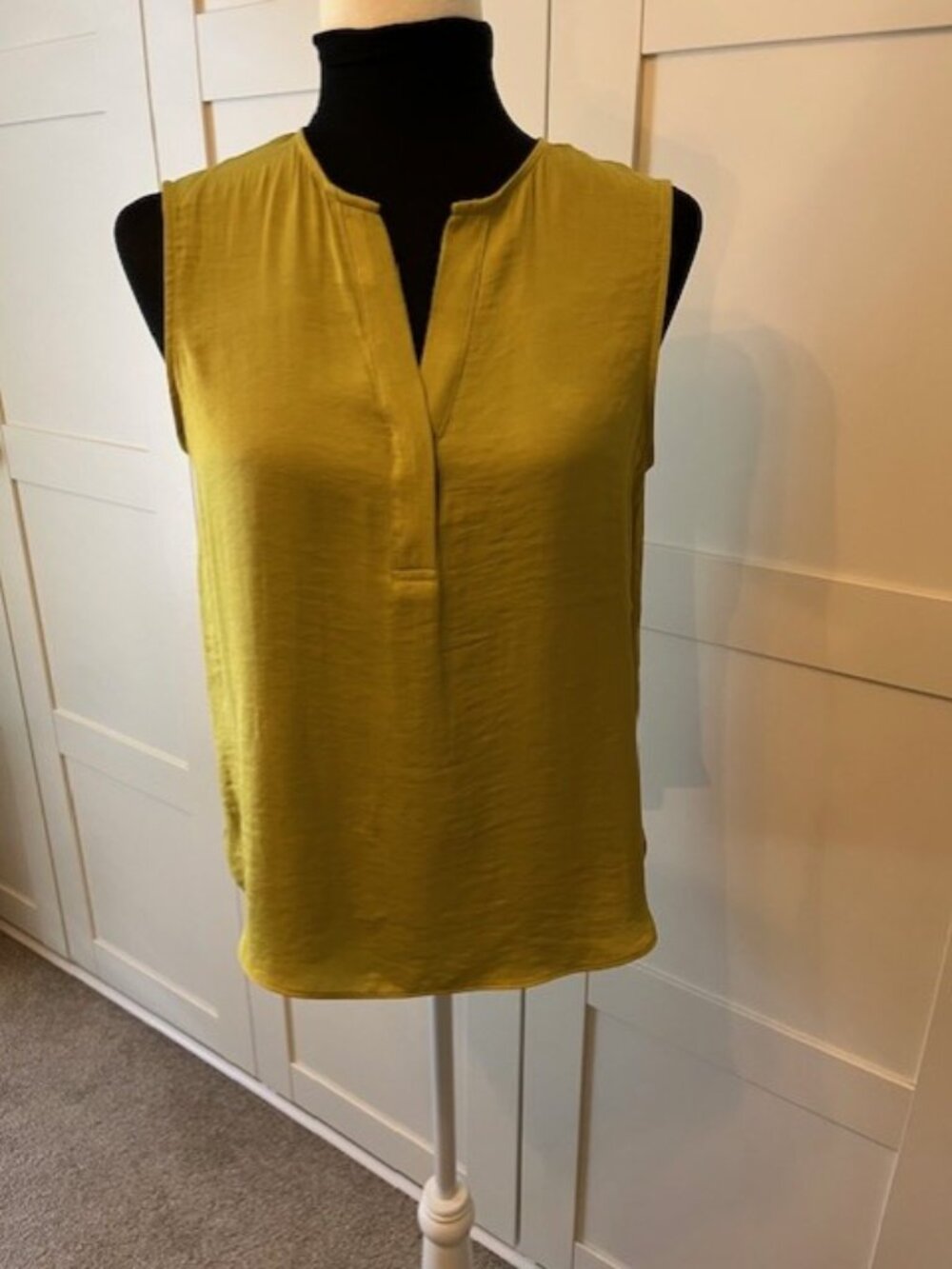 Maison d'Amelie washed silk chartreuse sleeveless blouse